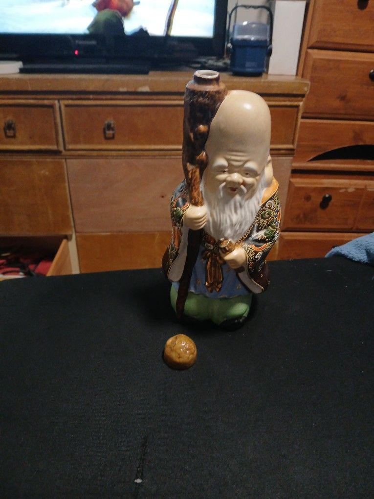 Vintage 1960,s Kamotsuru SAKE, Decanter Figurine, Bottle Moriag. HAND Painted In Jordan, Made In Doveland Ireland, $30.00 Firm. Worth Much More.