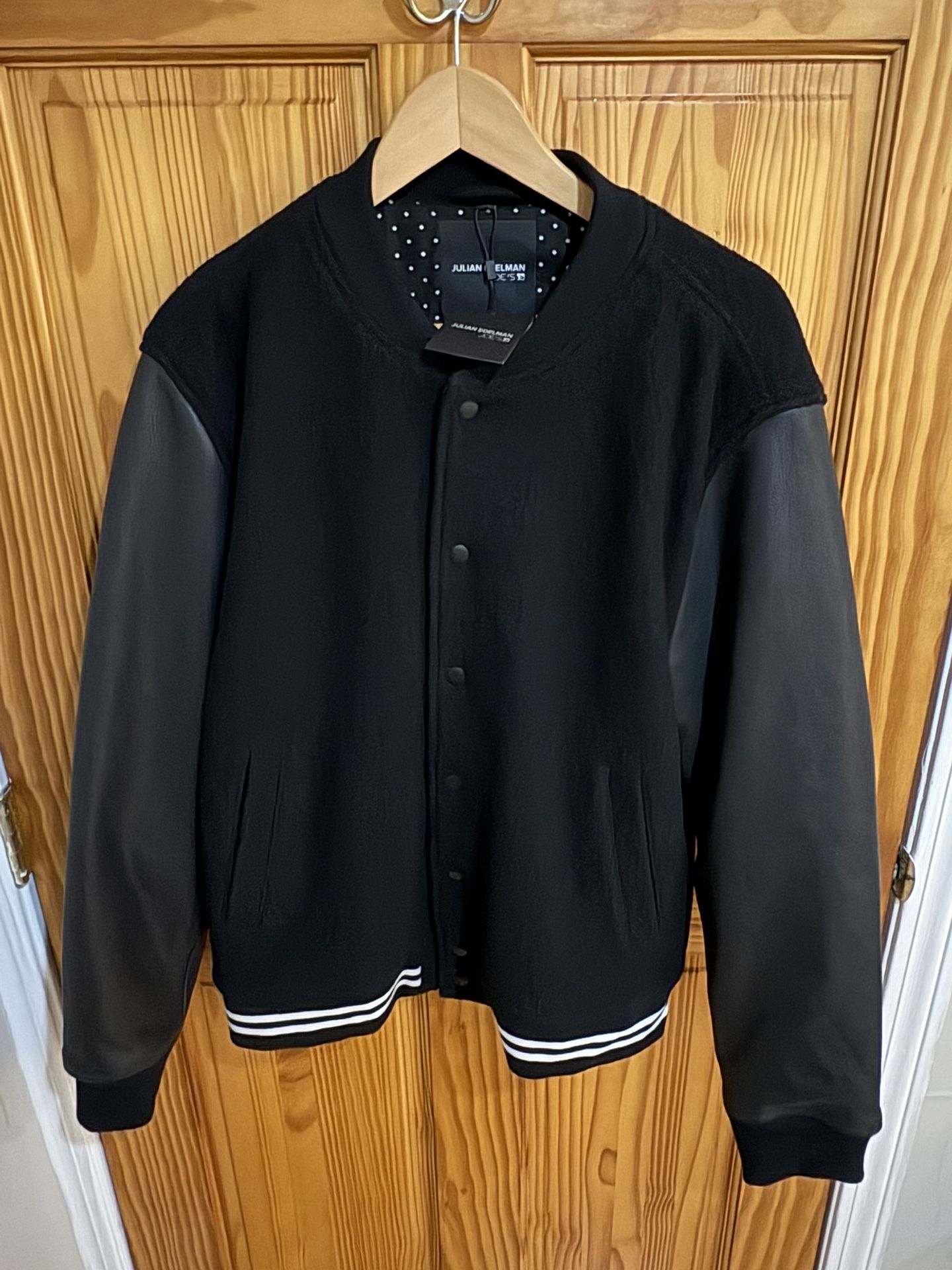 New W/ Tags Joes Jeans Leather Jacket Letterman Large. Patagonia Carhartt Ll Bean Nike Adidas Jordan Jersey coats shirts sneakers toys weights