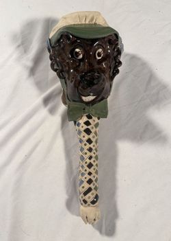 Vintage Hand-Painted Ceramic Music Rattle – Folk Art Clown/Bear Shaker