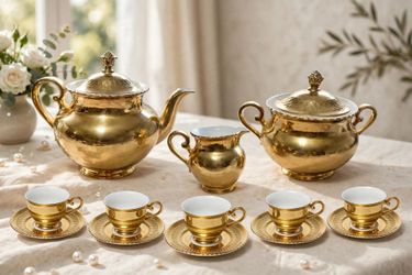 Rare Seltmann Weiden Bavaria Elisabeth Solid Gold Tea Set | 1950s German Porcelains