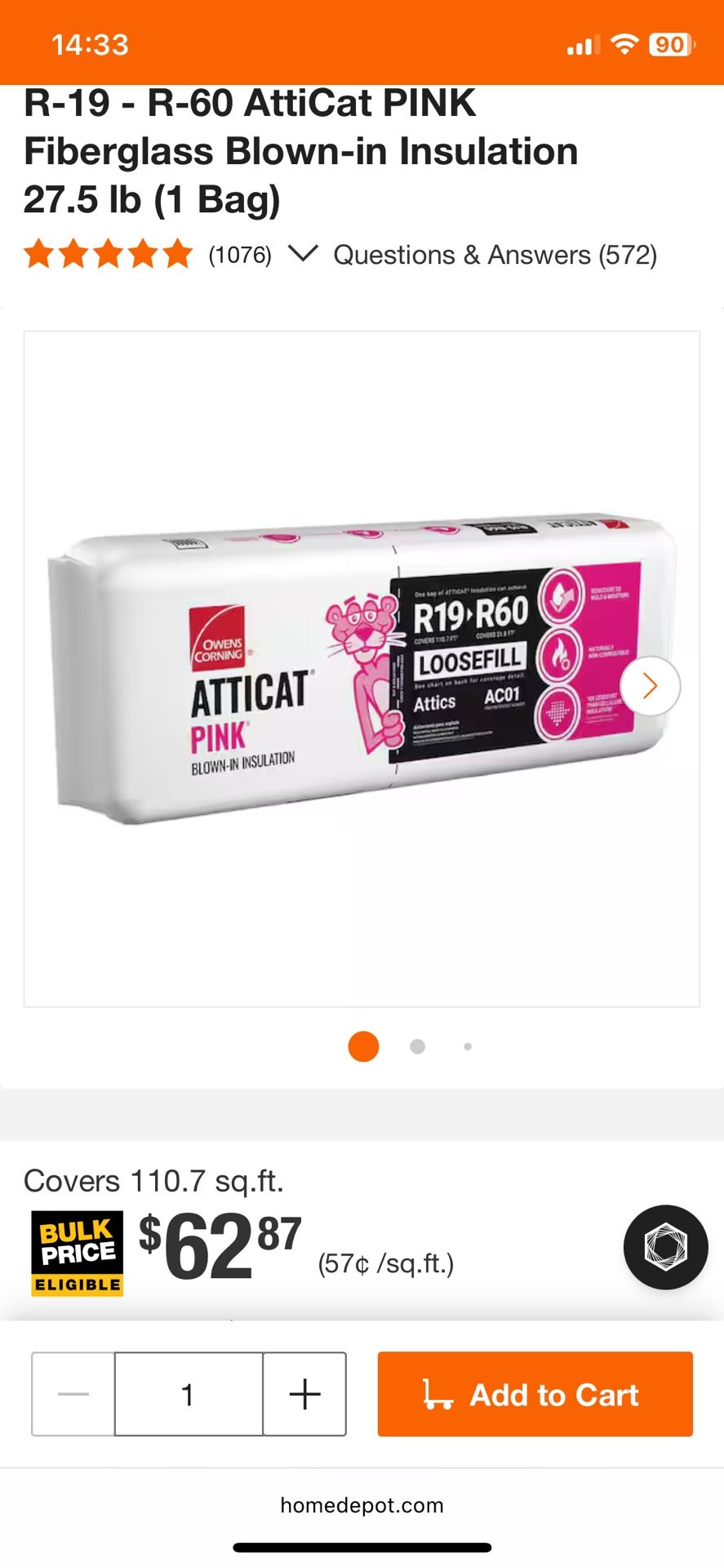 Attic cat Blow In Insulation (3 Bags)