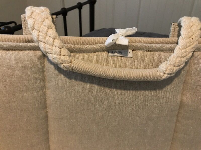 Serena & Lily tan canvas Moses basket bassinet