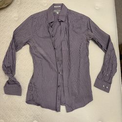 Express Mens Purple Striped Dress Shirt - Size Small