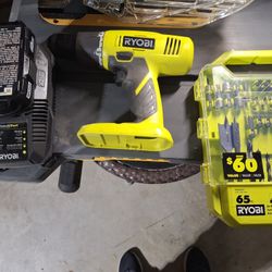 Ryobi Drill With Charger,  Battery And Bit Piece Set