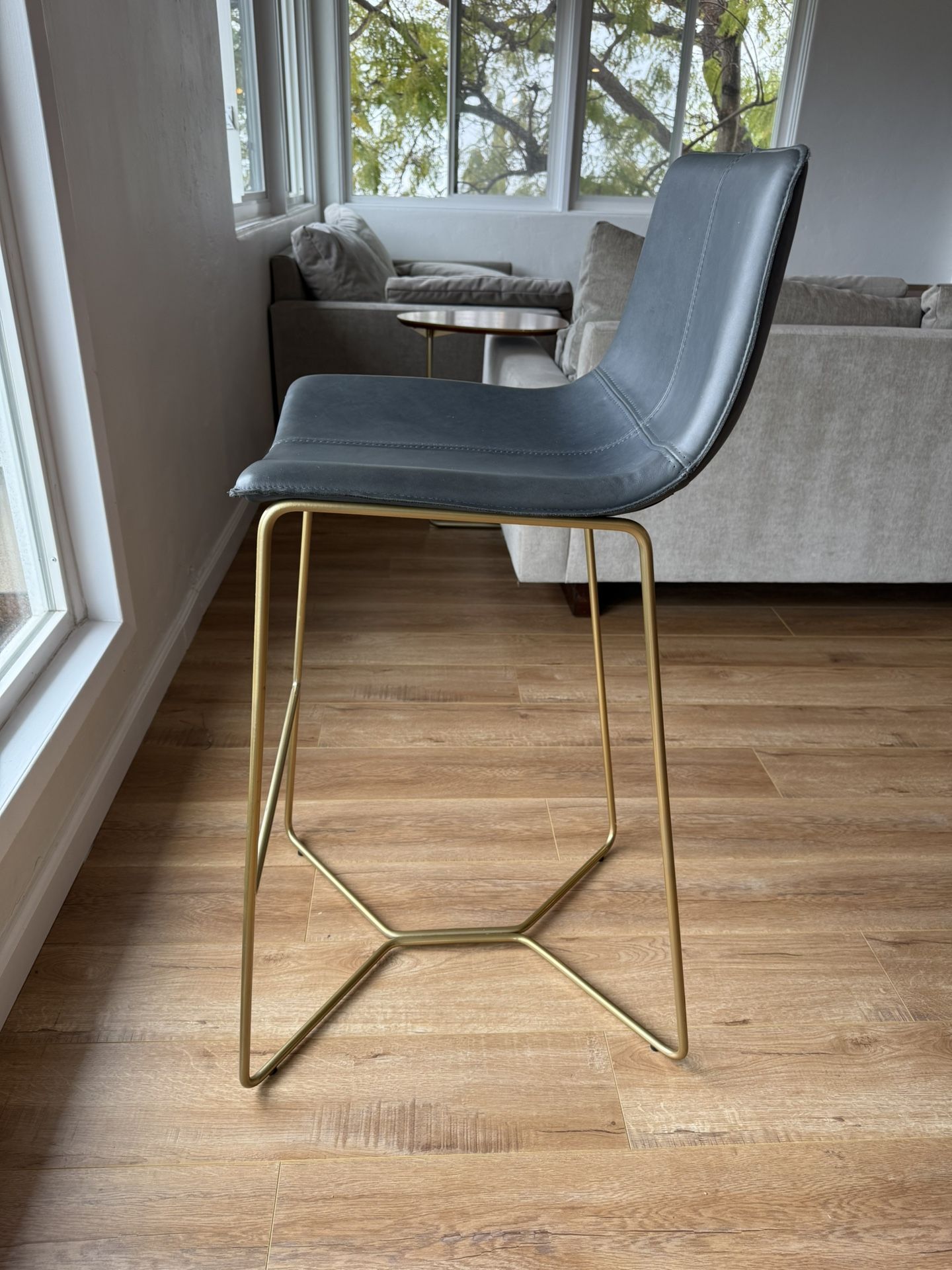 West Elm Slope Leather Bar Stool - Thumbnail 4