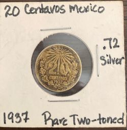 1937 Mexico Silver 20 Centavos