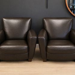 Natuzzi Genuine Leather Chairs (Set of 2) – Italian Luxury