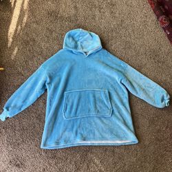 Blue Fleece Medium Pancho Style Hoodie