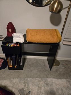 Black Small Desk with Storage