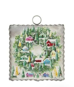 Round Top Collection Mini Colorful Vintage Houses Village Metal Tin Wall Decor
