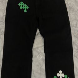 Black Chrome Heart Pants  