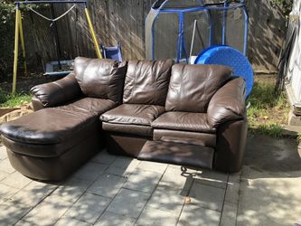 Leather sofa with recliner