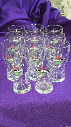 Vintage Set of 11 Heineken Beer glasses .25 Liter 5.25" 1990's Red Star Series M4D210