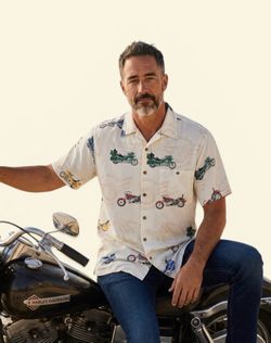 Vintage Aloha Polo Hawaii Motorcycle shirt Men’s LARGE  button up short sleeve