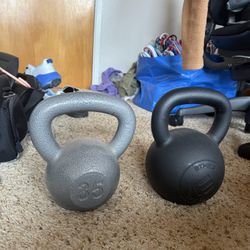 35 Lb and 52 Lb Kettlebells