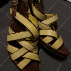 Cole Haan And NikeAir Special Edition Yellow Leather Ankle Strap Shoes