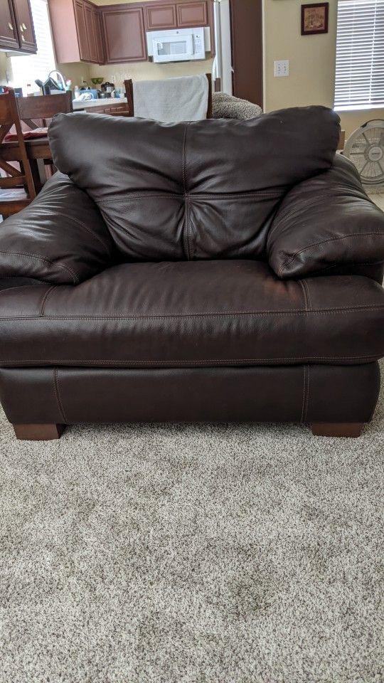 Leather Sofa & Oversized Chair