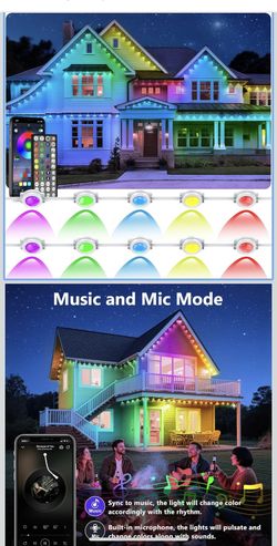 LETIANPAI 400FT Permanent Outdoor Lights,RGB Eaves Lights with App Control Remote,DIY Scene Modes IP67 Waterproof Outdoors Under Eave Lighting,Outdoor