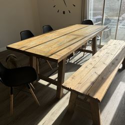 Dining Table With chairs & Custom Bench