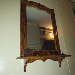 Pecky Cyprus Mirror / Small Picture Out Candle Shelf 