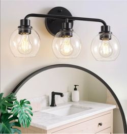 AKEZON 3-Light Matte Black Vanity Light Fixture