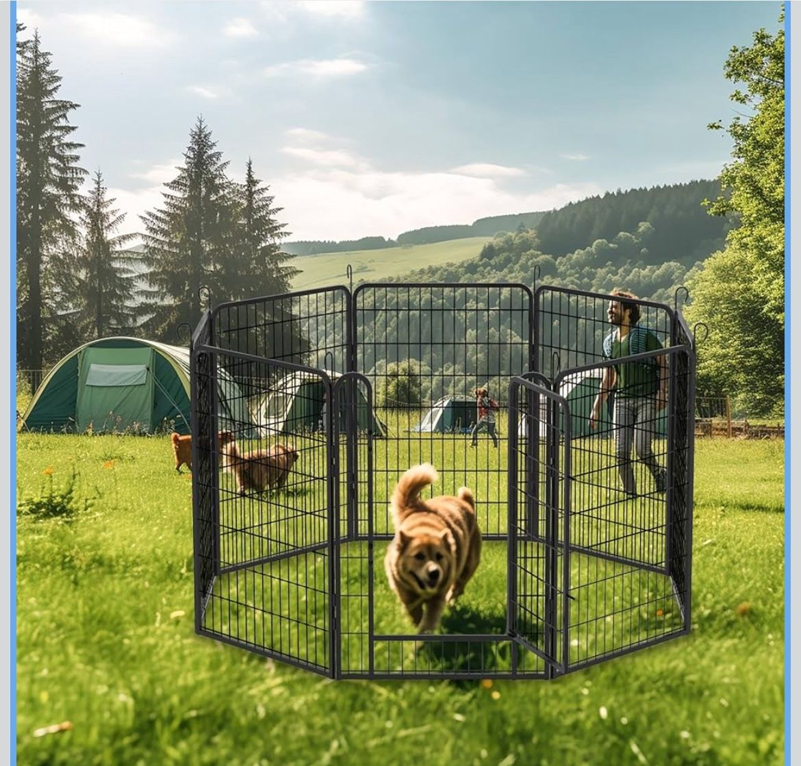 8 Panels Heavy Duty Metal Playpen with door - 39.37”H