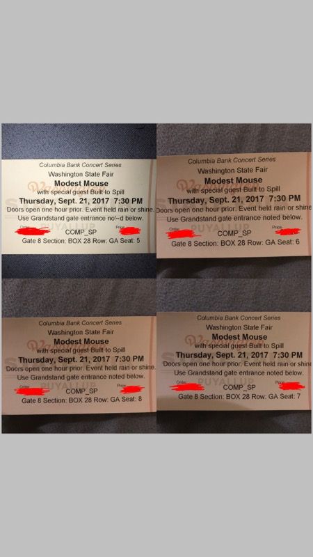 4 Modest Mouse tickets for 9/21 at Puyallup Fair