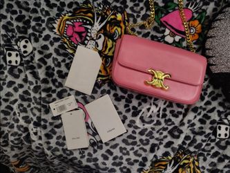 Celine Margo Triomphe Wallet on Chain Pink Shiny Calfskin – Brand New with Tags!
