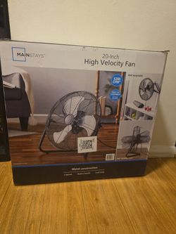 NEW IN BOX Mainstays 20" High Velocity Metal Floor Fan – 3 Speeds!