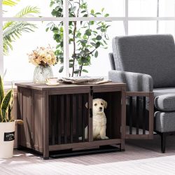 The exact product you are looking for is the MCombo No Assembly Wooden Dog Crate Furniture (Medium, Brown)