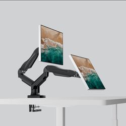  Spring Dual Monitor Arm for Gaming and Home Office Setups, Supports Monitors up to 30" with 19.8 Ibs Max Weight and C-Clamp or Grommet Hole Mounting 