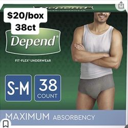 Men's S/M (26-34 inch waist) Depend FIT-FLEX Underwear