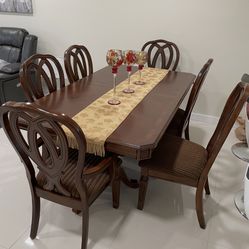 Dining Wood Table 6 Chairs