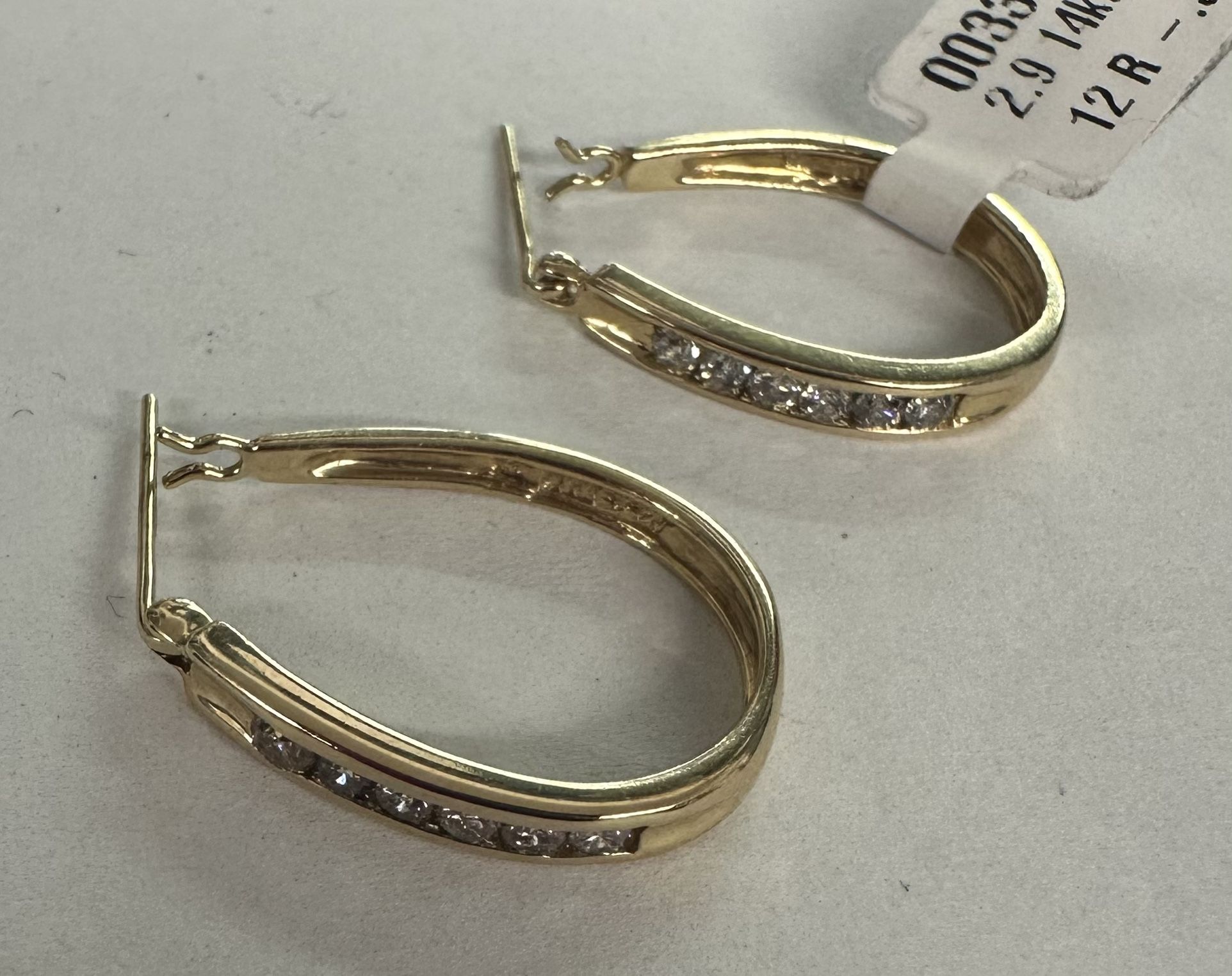 14K Gold Diamond Hoop Earrings