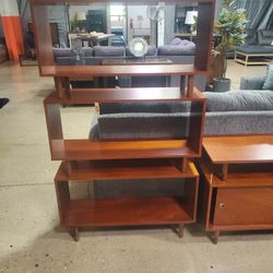 Mid-century Modern Style Walnut Bookcase (New)
