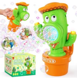 Cactus Bubble Machine, Automatic Bubble Blower with Music & Wiggle Action, Portable Handheld Bubble Maker with Lights, Birthday Gifts for Toddlers, Pa