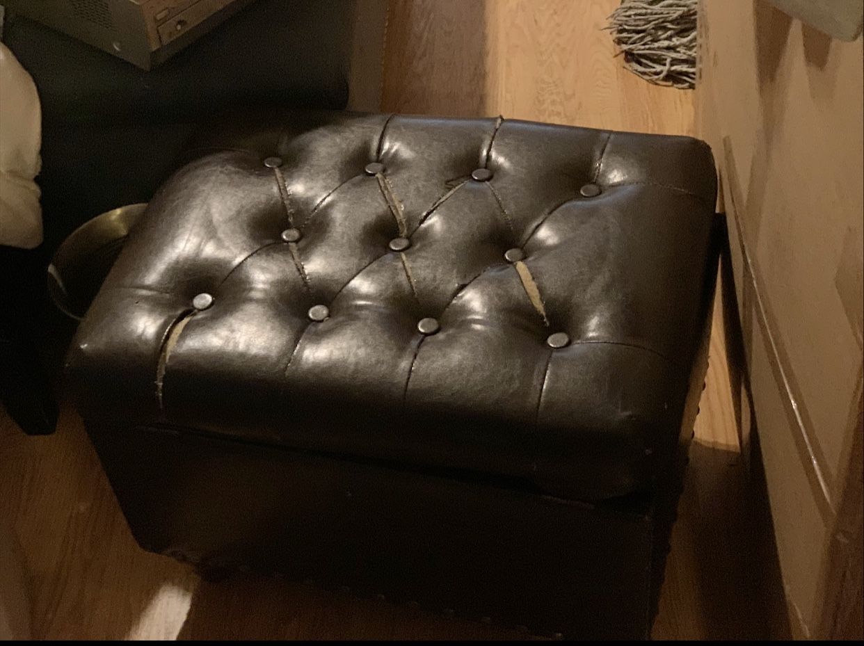 Brown Leather Ottoman