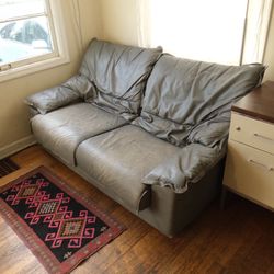 Vintage Taupe Leather Sofa