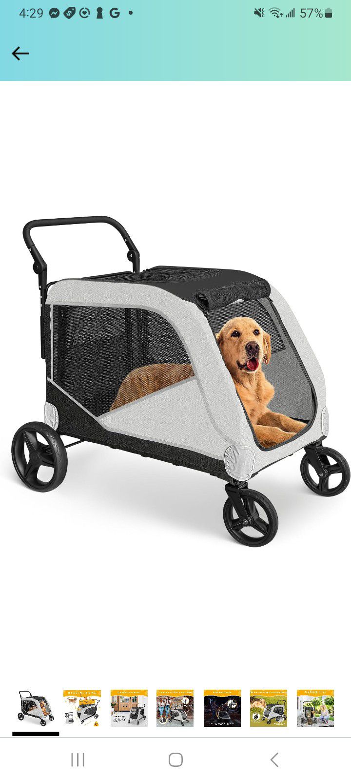 Extra Large Dog Stroller for Large Dogs,Pet Stroller for Medium Dogs 30/40/ 50 lbs, Dog Carts with 4 Wheels,Adjustable Handle & Breathable Mesh