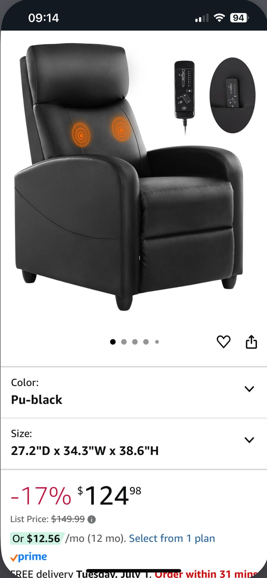 Recliner Chair With Massage