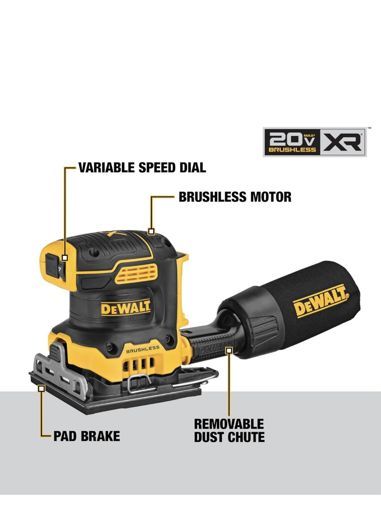DEWALT DCW200B 20V MAX XR Brushless Cordless 1/4 Sheet...