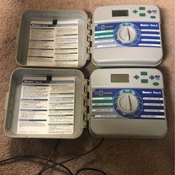 Two Hunter Pro C Sprinkler Controllers