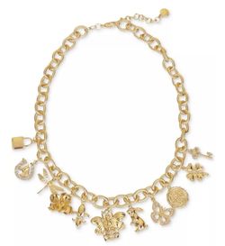 CHARTER CLUB Gold-Tone Pavé Mixed Charm Statement Necklace