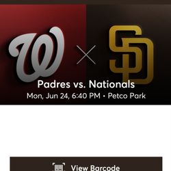 PADRES v Nationals Mon June 24th with PARKING 