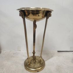 10" Vintage Egyptian Revival Incense Candle Holder 3 Lions with Bowl Torchiere