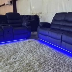 Brand New Byers Market Gel Leather 🧊 Reclining Sofa & LS Sets with Bluetooth, Speakers, LEDs ➕️