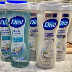 Dial Healthy Hydration Body Wash Coconut Milk with Vitamin E, 16 fl oz OR Dial Body Wash, Refresh & Renew Coconut Water, 16 fl oz New/unopened