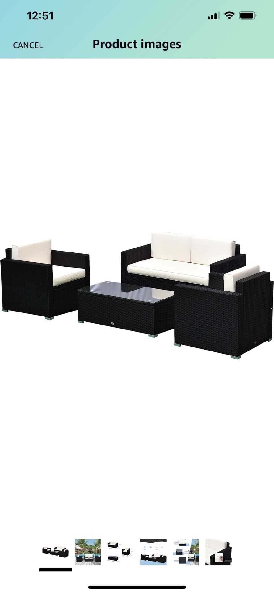 Outsunny 4 Piece Wicker Patio Furniture Set- Black And Cream