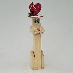 Vintage Large For All Seasons and Occasions Wooden Bunny with 6 Hats