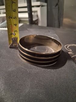 Ladies Black And Gold Enamel Bangle
